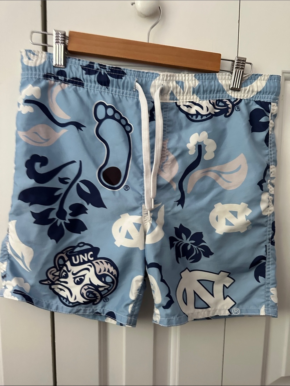 UNC Light Blue Youth Swim Trunks with Drawstring